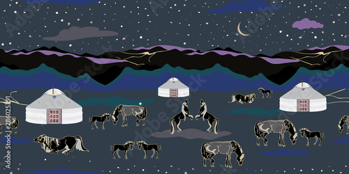 Vector Illustration with horses