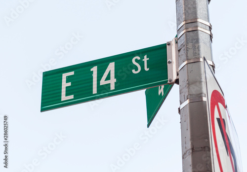 Photography East 14th Street sign in New York City.
