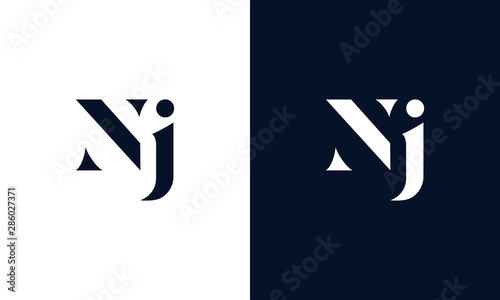 Abstract letter NJ logo. This logo icon incorporate with abstract shape in the creative way. photo