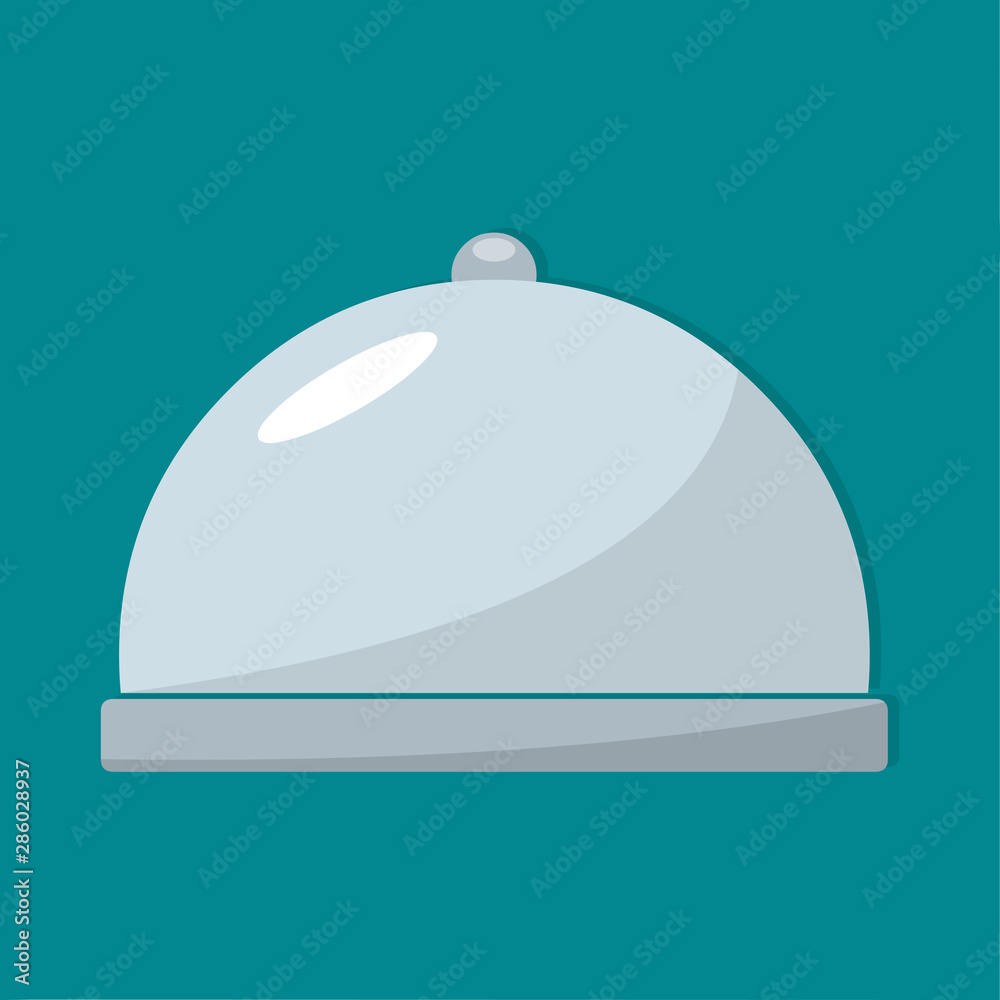 Obraz premium serving platter with dome isolated icon vector illustration