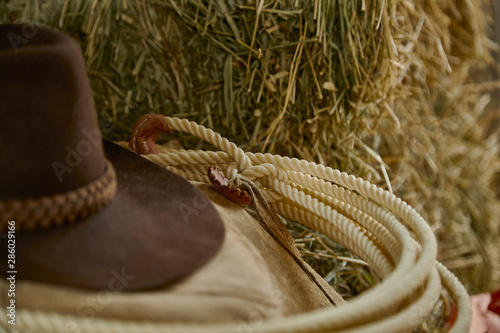 Obraz na płótnie Western Lasso Rope with Cowboy Hat