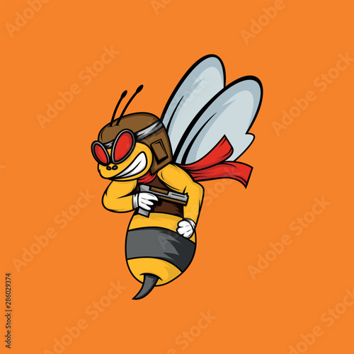 bee pilot mascot logo. photo