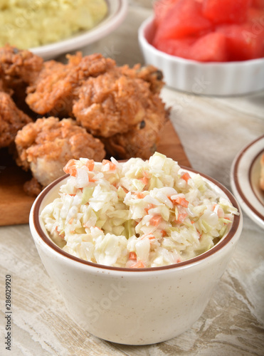 Canvas-taulu Cole slaw with picnic foods