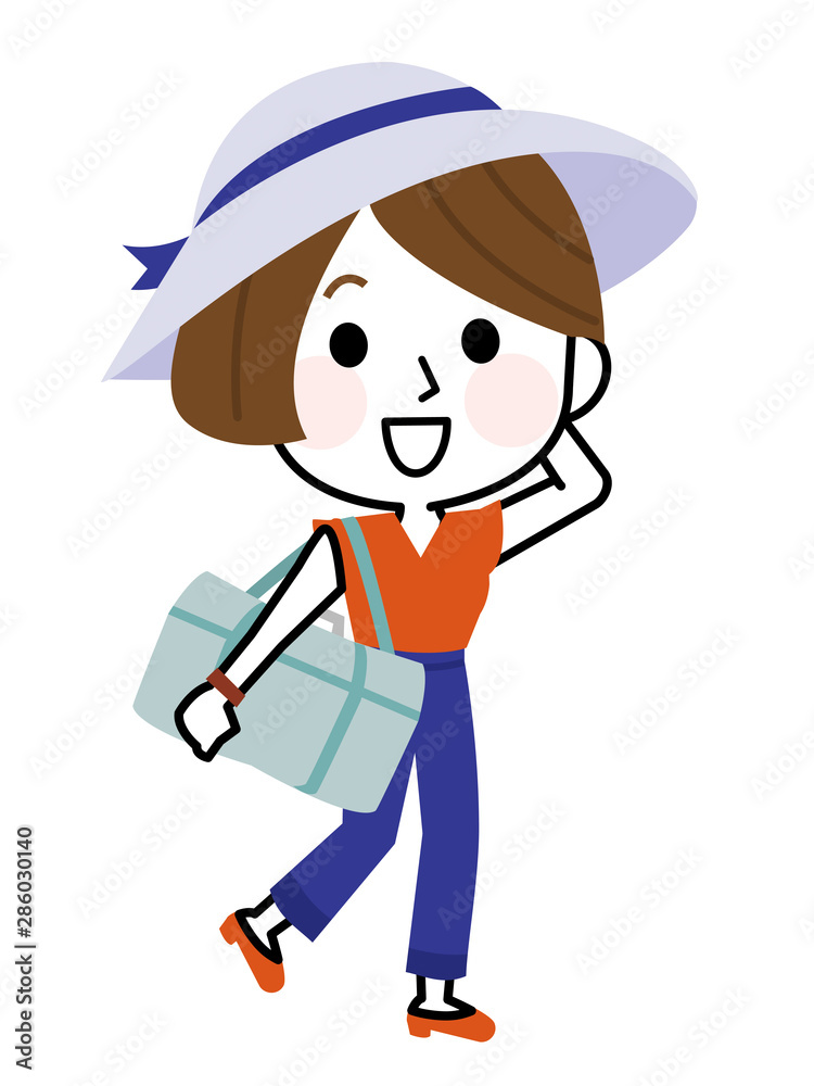 旅行に行く女の子01 女子旅イラストstock Vector Adobe Stock