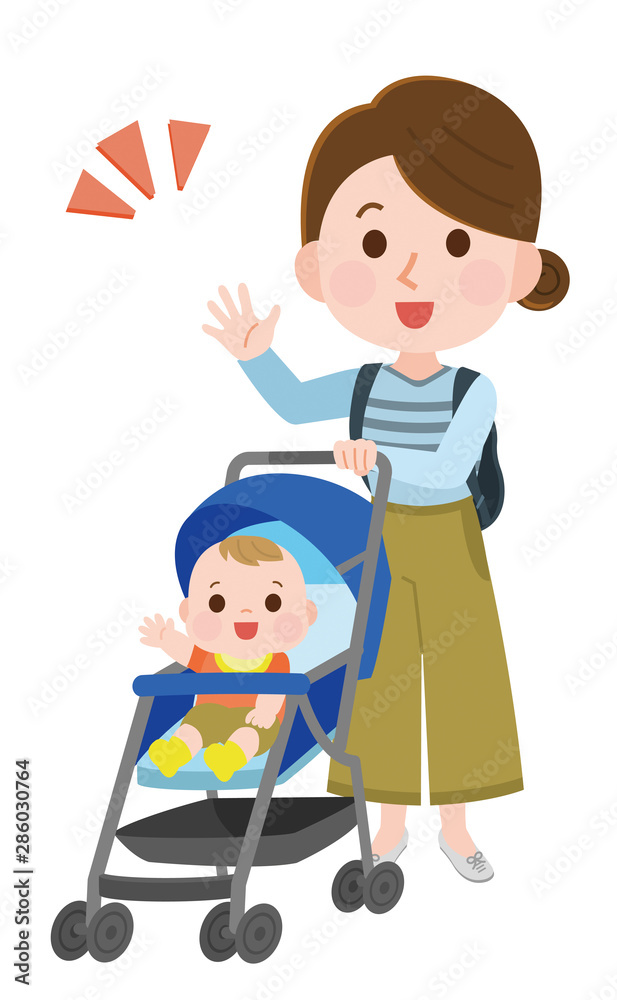 ベビーカーを押す女性 あいさつ イラスト Stock Vector Adobe Stock