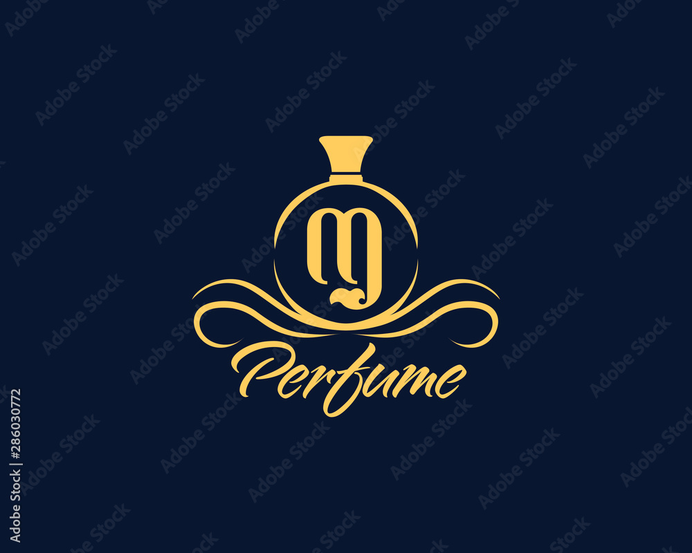 Luxury Letter M perfume logo design and also symbol and icon. this