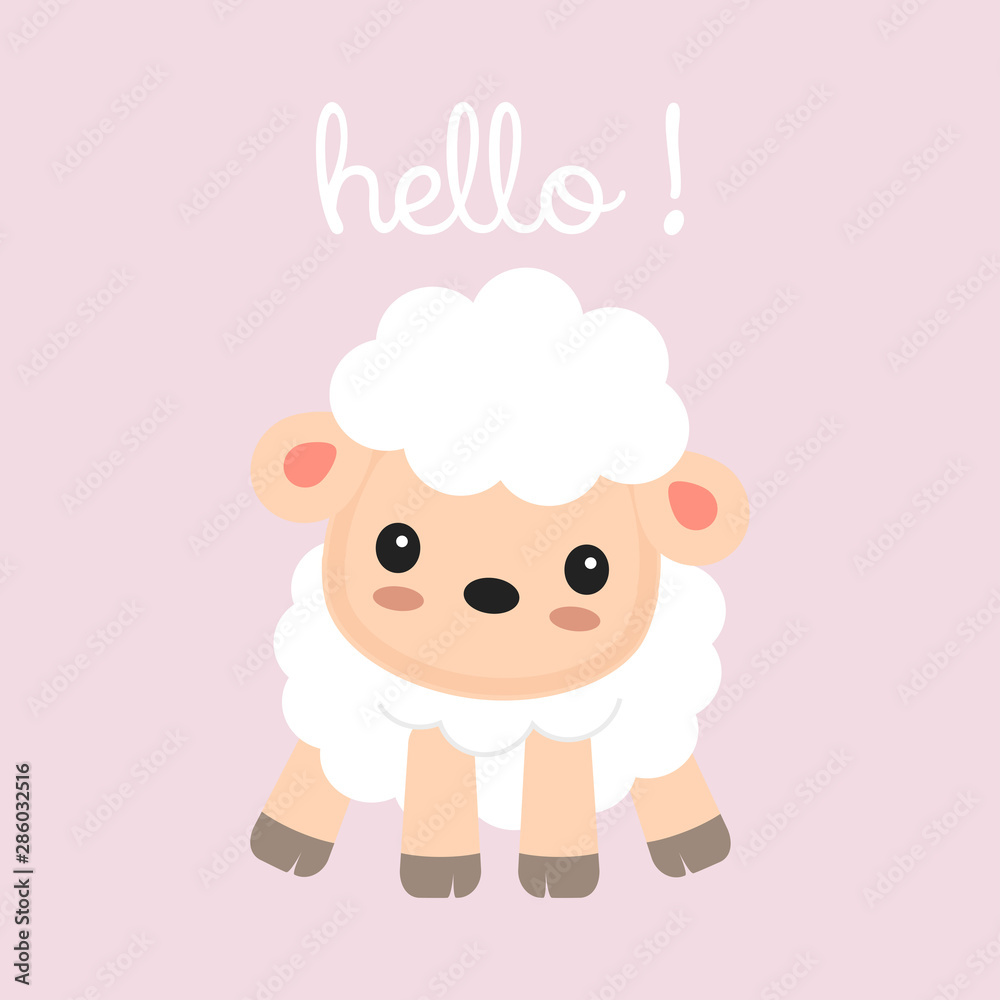 Little sheep cartoon say Hello. Little sheep cartoon say Hello.