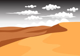 desert view with the sand and sky for background illustration