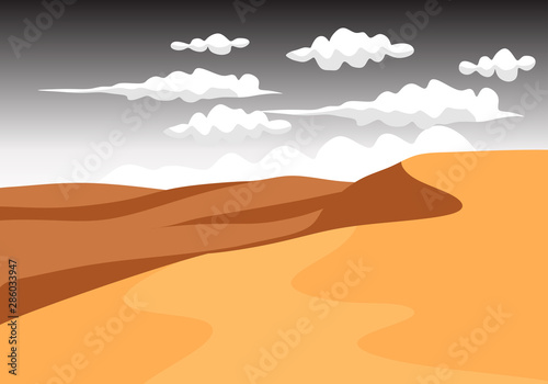 desert view with the sand and sky for background illustration