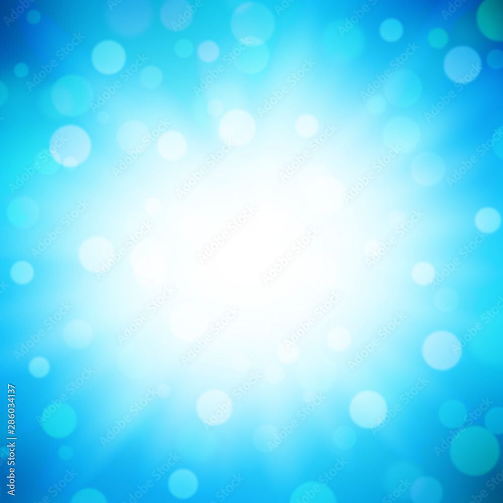 Shimmering Particles With Sun Burst On Blue Background Shimmering Particles With Sun Burst On Blue Background