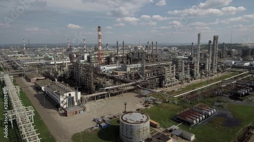 Gazprom neftekhim Salavat. Aerial view of the petrochemical complex.