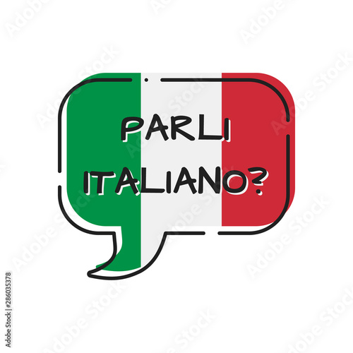parli italiano - do you speak italian, bubble with italy flag photo