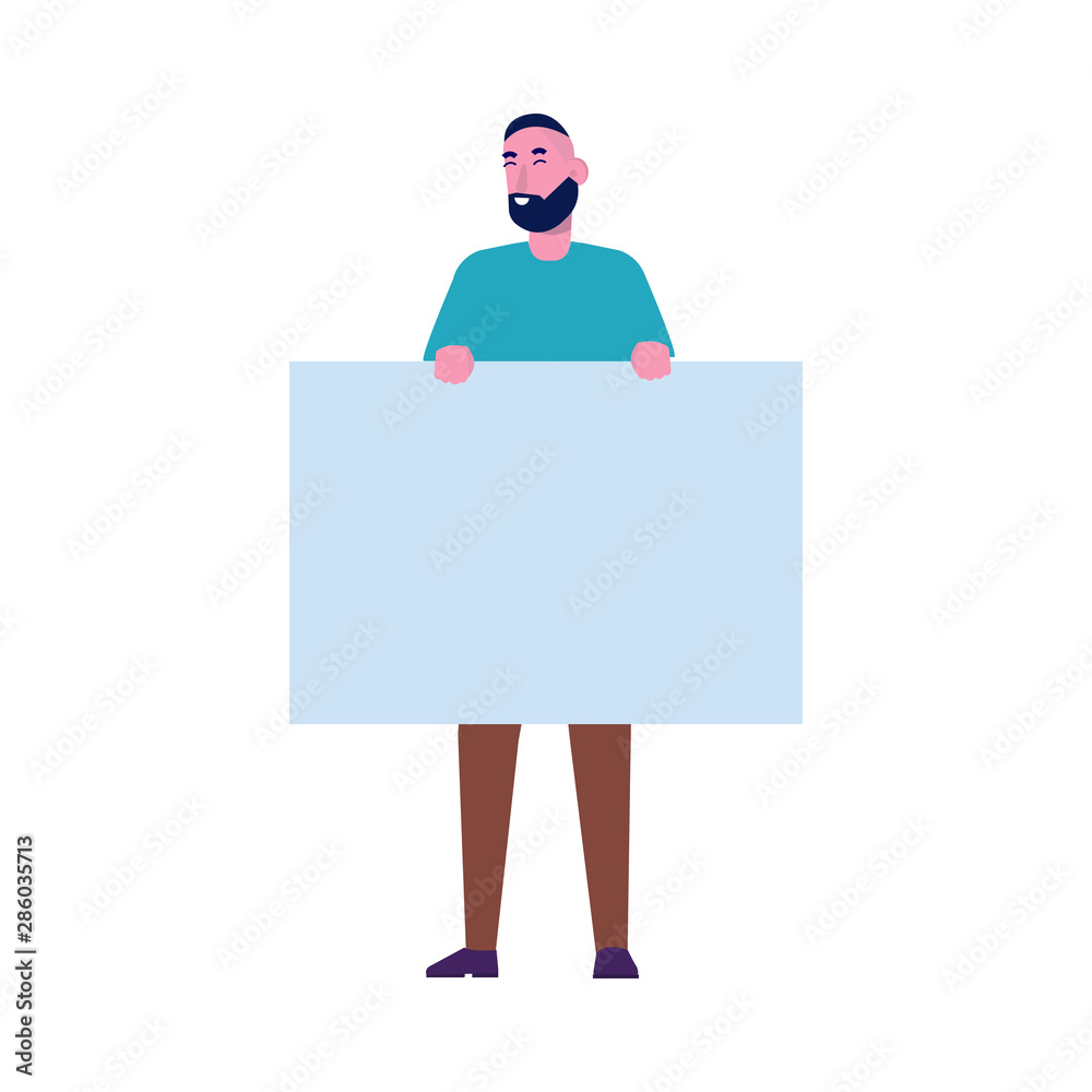 Man with blank banner. Activist People taking part in parade or protest Vector illustration in flat style. Man with blank banner. Activist People taking part in parade or protest Vector illustration in flat style.