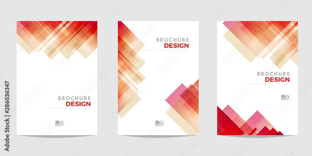 Design template for Brochure, Flyer or Depliant for business purposes. Red vector geometric abstract background with diagonal squares