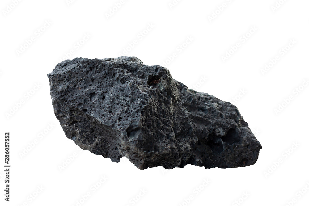 Basalt rock isolated on white background with clipping path.