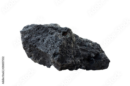 Basalt rock isolated on white background with clipping path.