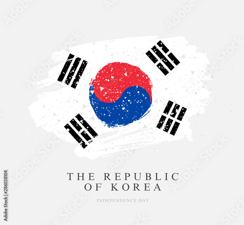 Flag of South Korea. Vector illustration on a gray background.