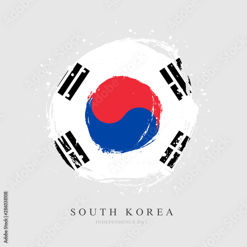 South Korean flag in the shape of a large circle.