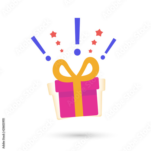 Delight present, surprise yellow gift box