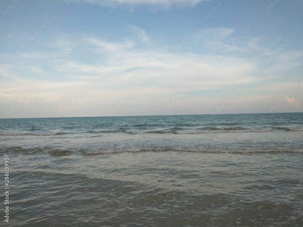 sea and sky...The beach , emerald sea and  sky ...Beautiful nature in the evening