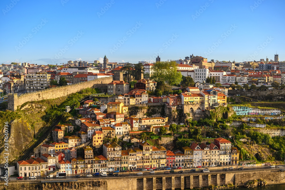 Porto Portugal city skyline at Porto Ribeira