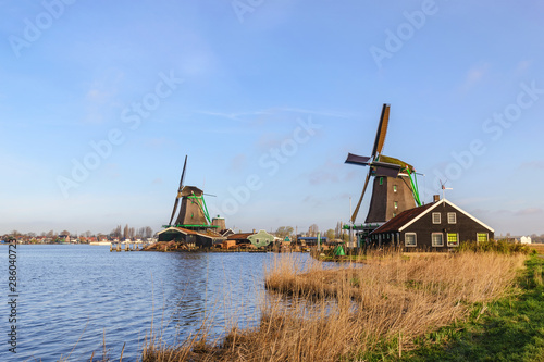 Amsterdam Netherlands, Landscape of Dutch Windmill at Zaanse Schans Village