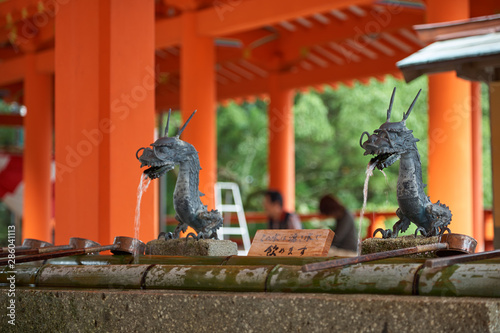 A chozuya or temizuya at Kumano Hayatama Taisha shrine. Wakayama. Japan
