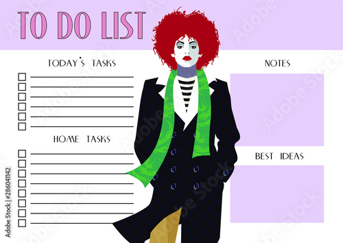 To do list with fashion woman in style Pop Art. Vector illustration
