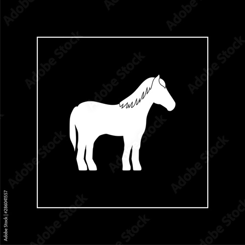 Horse icon  black horse silhouette isolated on black background