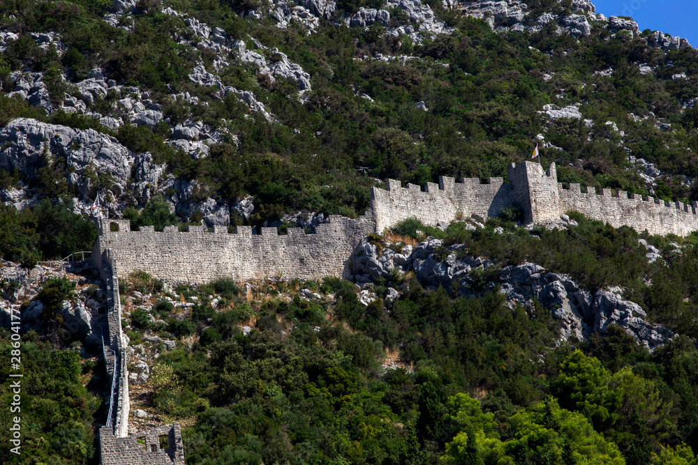 Old wall, second longest in the world, in Ston, Croatia