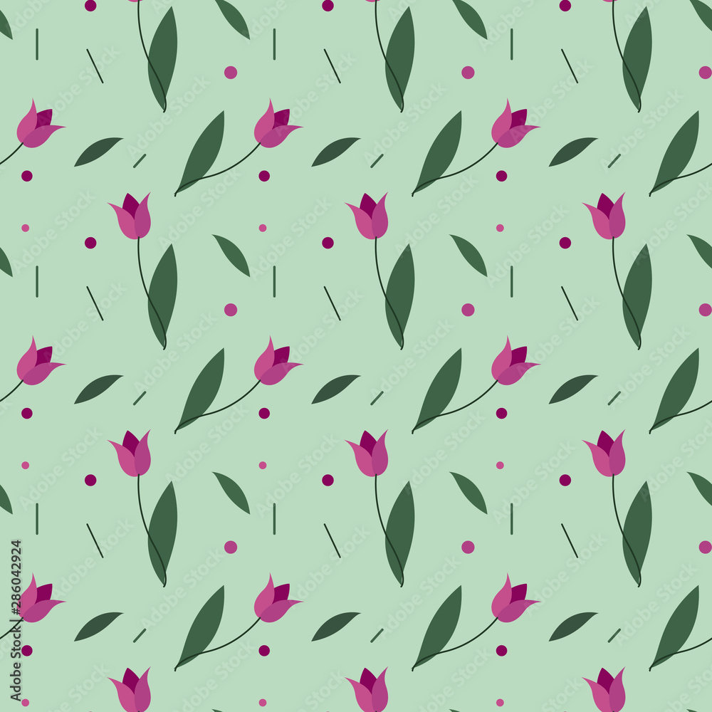Tulips seamless pattern. Vector simple background. Modern flower design for fabric, wrapping paper, background Tulips seamless pattern. Vector simple background. Modern flower design for fabric, wrapping paper, background