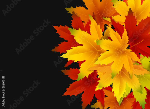 Autumn Background Template  with falling bunch of leaves  shopping sale or seasonal poster