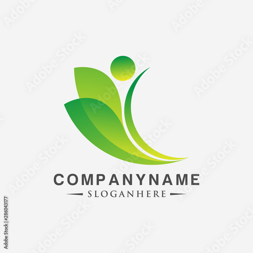 Abstract green leaf logo icon vector design. Plant, nature logo and ecology vector 