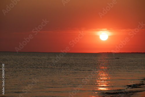 Summer sea at sunset. seascape background. summer evening landscape. sea waves. summer sunset. black sea