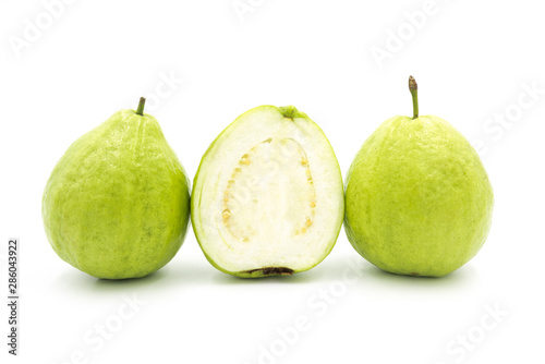 Fresh white sliced guava isolated on white background