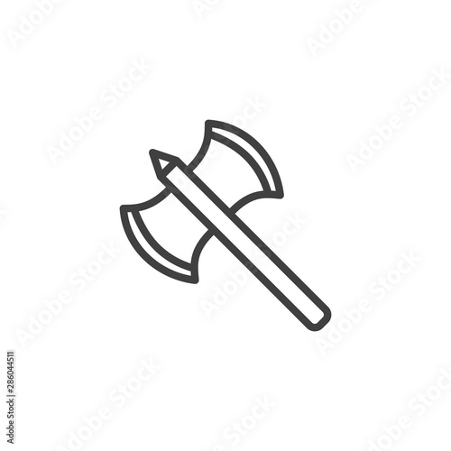 Battle axe line icon. Broad Axe linear style sign for mobile concept and web design. Double ax outline vector icon. Symbol, logo illustration. Vector graphics