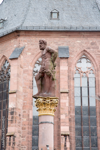 Hermes - Herkulesbrunnen Statue, Church of the Holy Spirit - Heiliggeistkirche, Market Square, Heidelberg