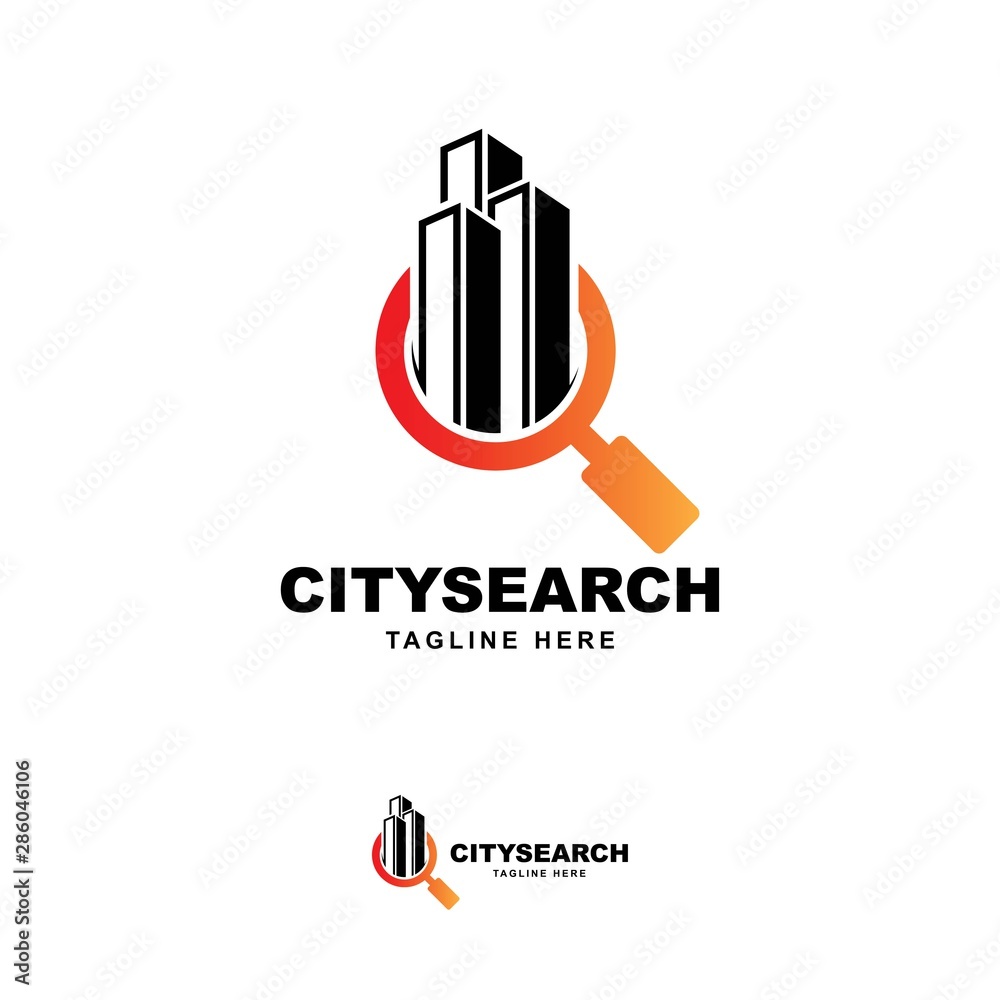 building with searching symbol logo design vector template building with searching symbol logo design vector template