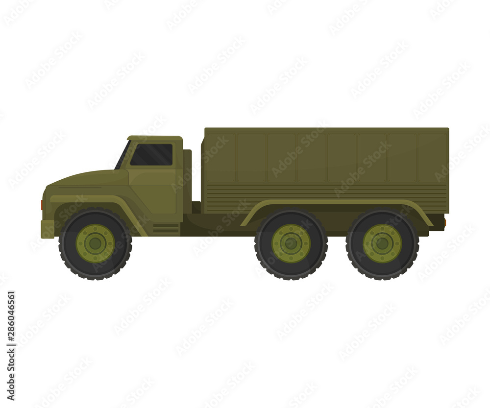 Military truck. Vector illustration on a white background.