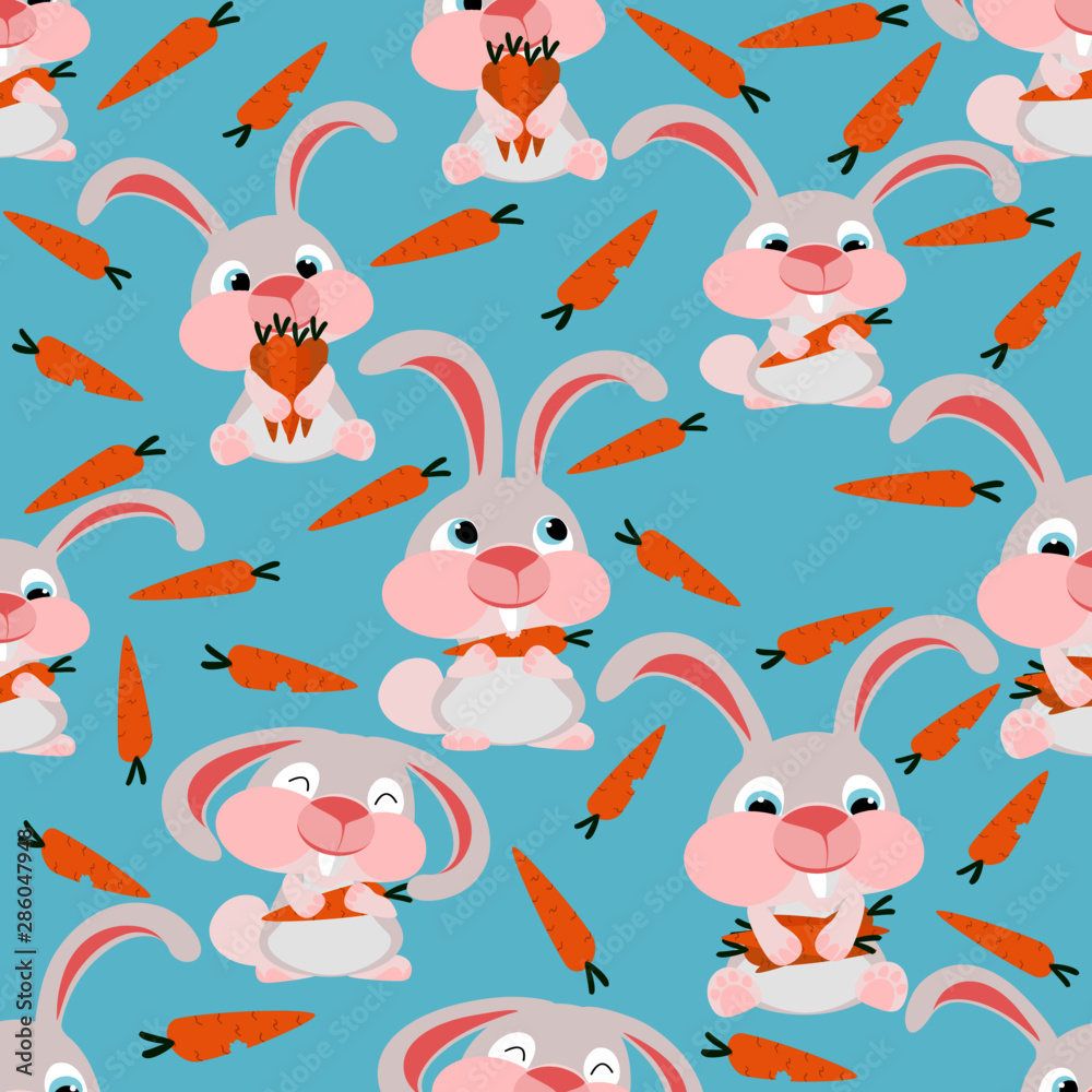 seamless pattern with rabbits and carrots seamless pattern with rabbits and carrots