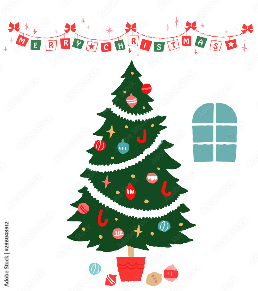 クリスマスツリーとガーランド クリスマスツリーとガーランド