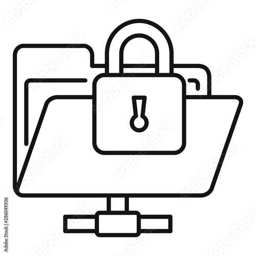 Secured folder icon. Outline secured folder vector icon for web design isolated on white background