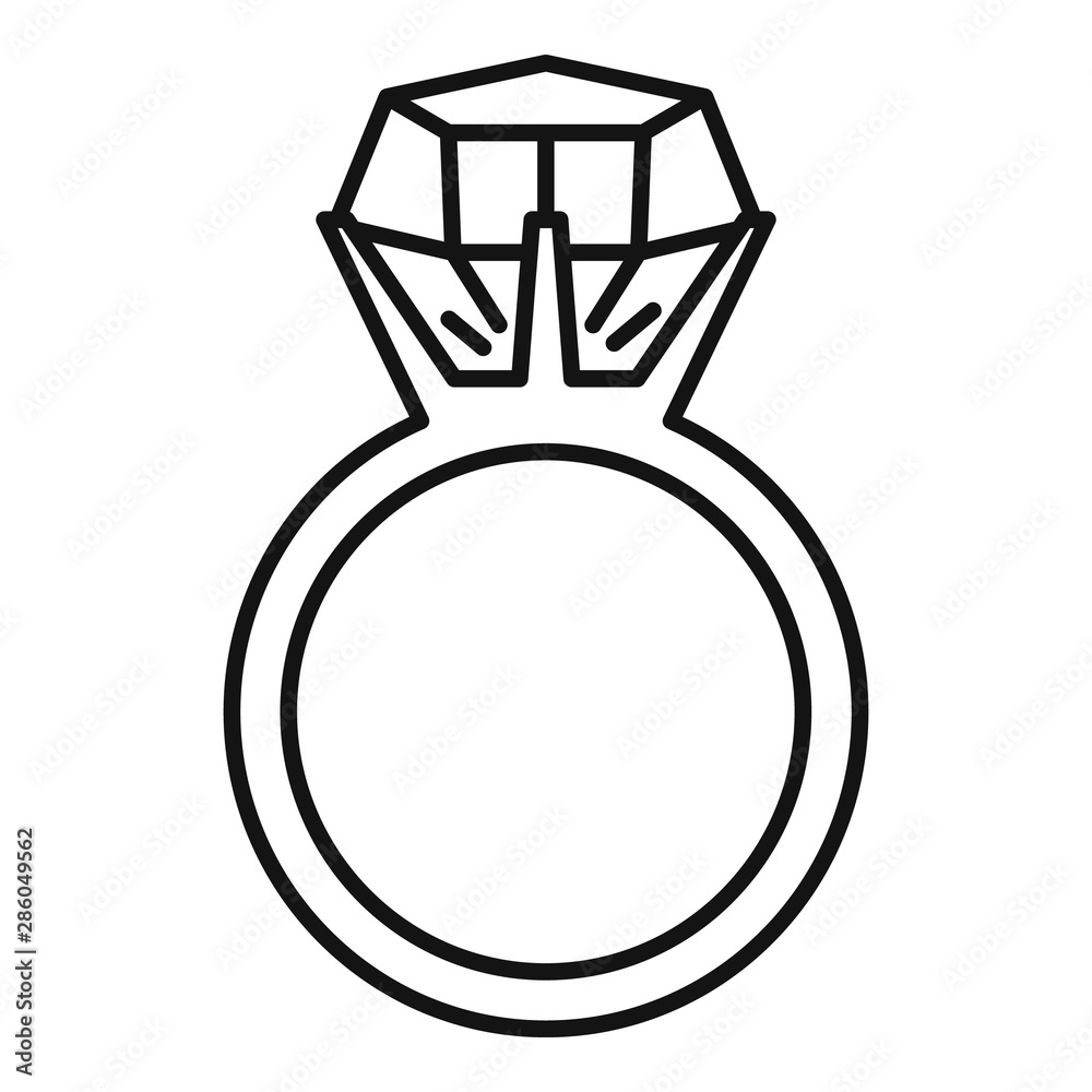 Gemstone ring icon. Outline gemstone ring vector icon for web design isolated on white background Gemstone ring icon. Outline gemstone ring vector icon for web design isolated on white background