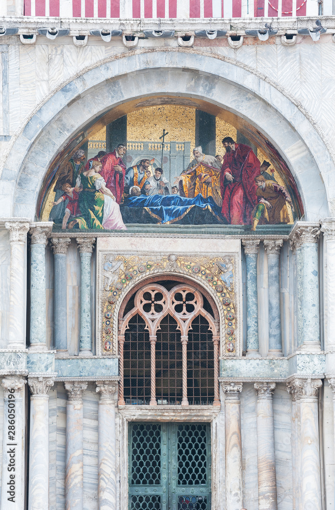 Details of facade of San Marco Basilica in Venice, Italy