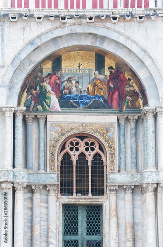 Details of facade of San Marco Basilica in Venice  Italy