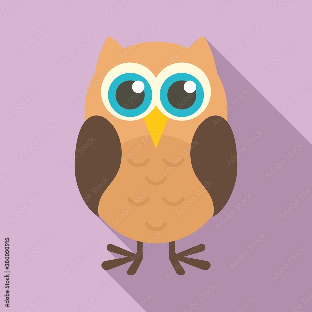 Funny owl icon. Flat illustration of funny owl vector icon for web design
