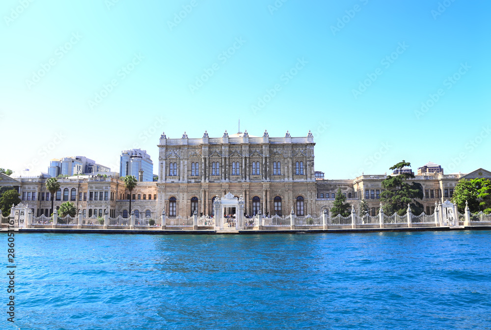 View from the Bosphorus to Dolmabahce Palace, Istanbul, Turkey