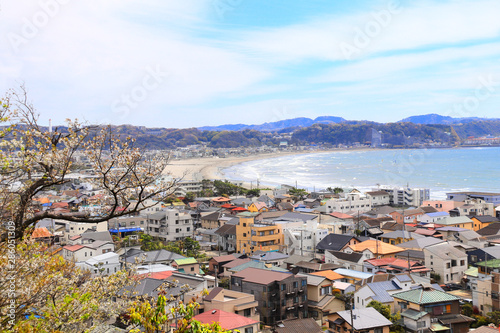 Aerial view of Kamakura Sagami Bay, Pacific Ocean, Kamakura, Japan
