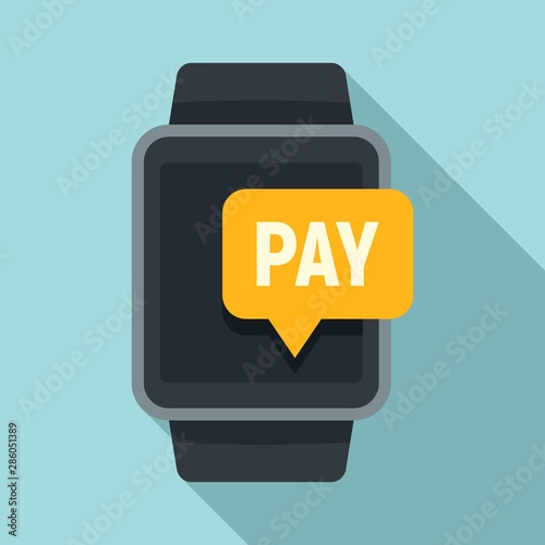 Smartwatch nfc payment icon. Flat illustration of smartwatch nfc payment vector icon for web design
