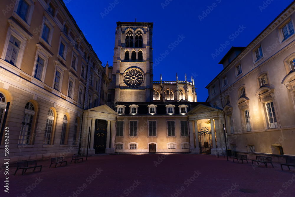 The Lyon's bishopric at dusk, Lyon, France